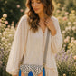 Handmade Leather Crossbody Bag - Romy - Painted Garden - Celeste