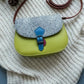 Handmade Leather Crossbody bag -Mira - Blue and Yellow Dot