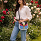 Handmade Leather Crossbody Bag - Romy - Walled Garden - Summer Sky