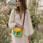 Handmade Leather Crossbody Bag - Romy - Painted Garden - Cobalt