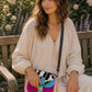 Handmade Leather Crossbody Bag - Romy - Painted Garden - Lavender
