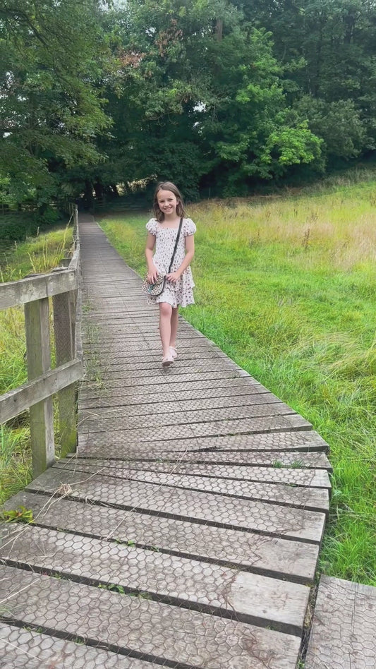 Cross body bag leather - Tula - Leopard and Sky Blue