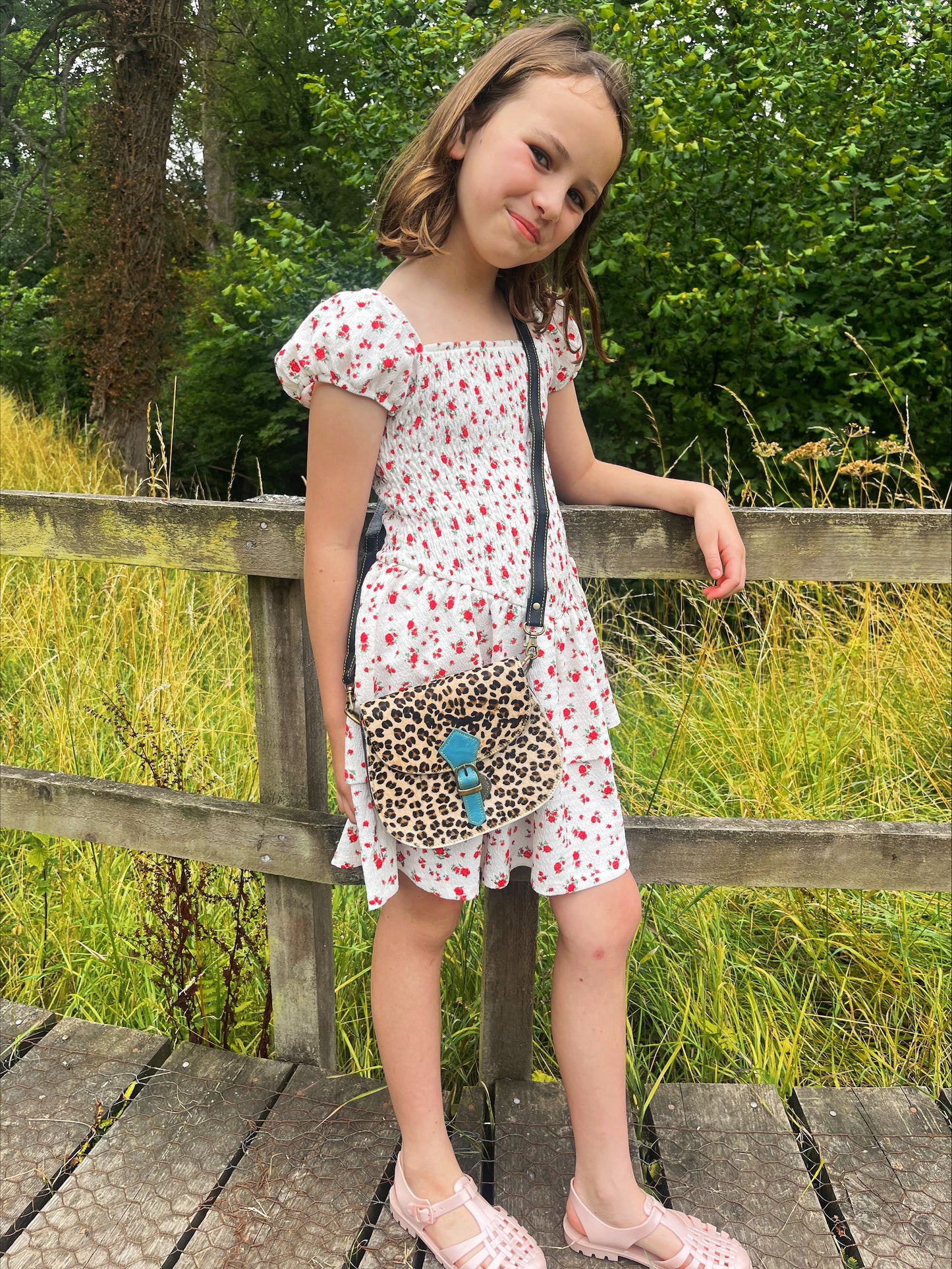 Mini handmade leather cross body bag in leopard print – Kit & Hop